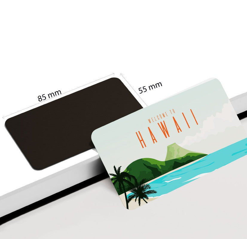 dhcrafts Rectangular Rubber Fridge Magnet / Magnetic Card Multicolor Hawaii D2 Design Pack of 1 (8.6cm x 5.4cm)